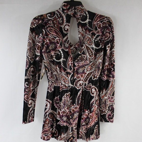 Be Bop Printed Cotton Velvet Choker Romper - Picture 3 of 5